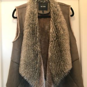Faux suede and fur vest
